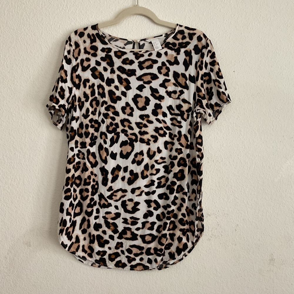 H&M Brown and Black Relaxed Short Sleeve T-Shirt